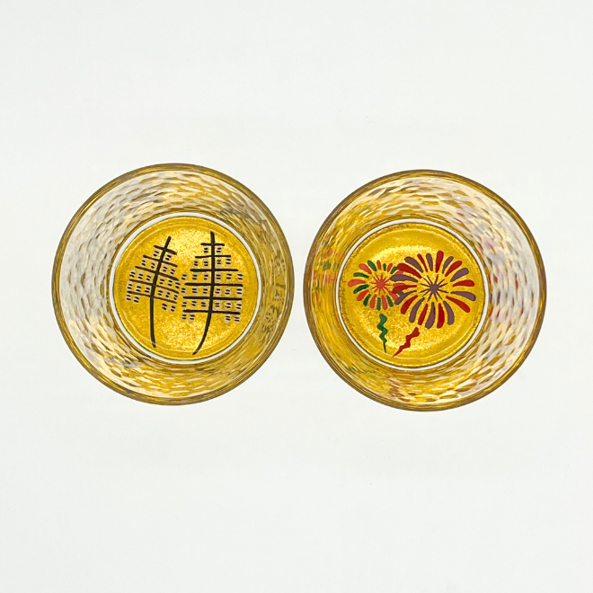 日本ギフト大賞秋田賞受賞 秋田川連蒔絵グラス「フリーグラスペア竿燈